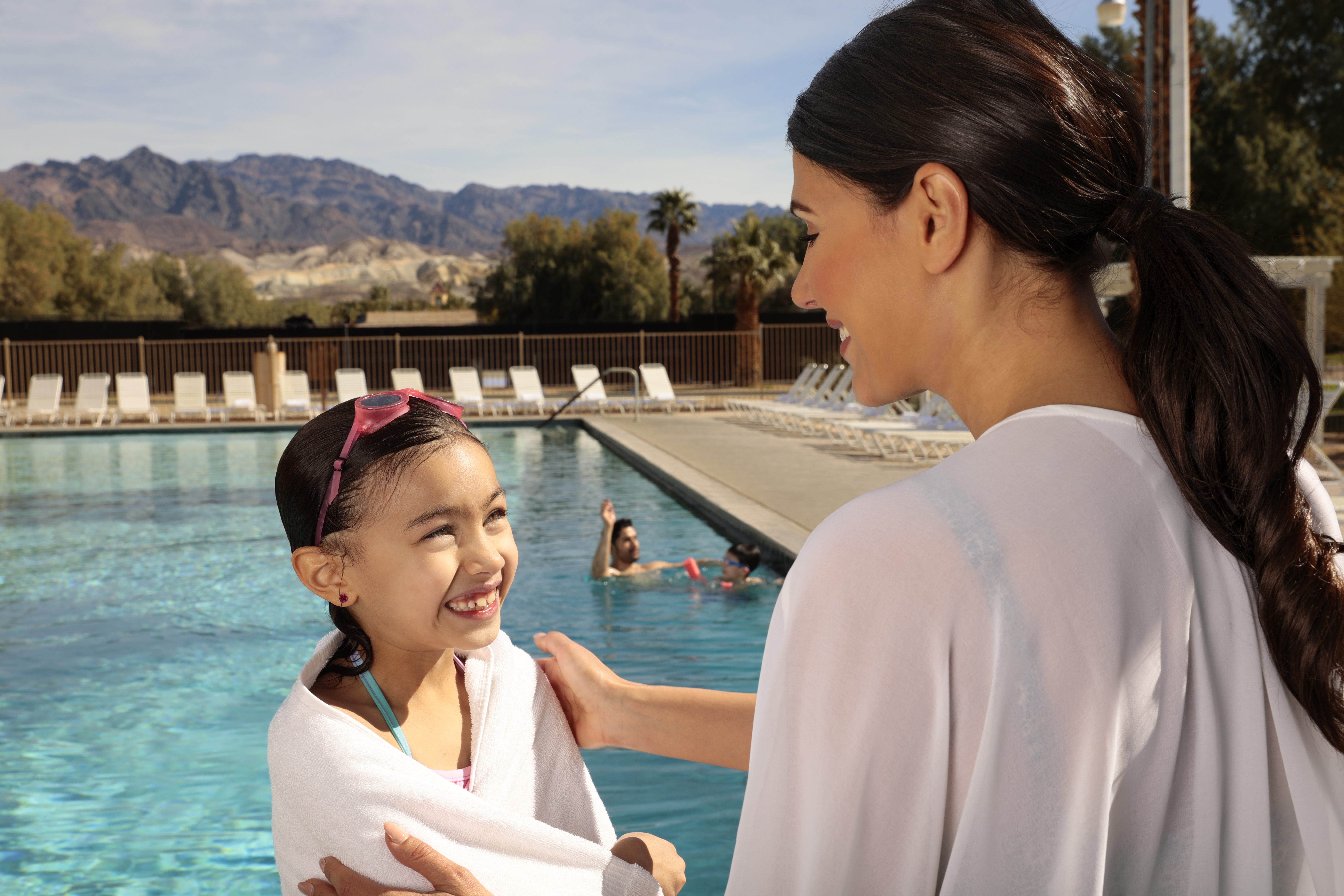 Mother and daugter at the pool
